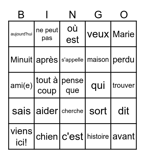 Où est mon chien? 1 Bingo Card