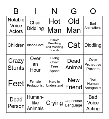 Japanese Movie Anime Wow Bingo Card