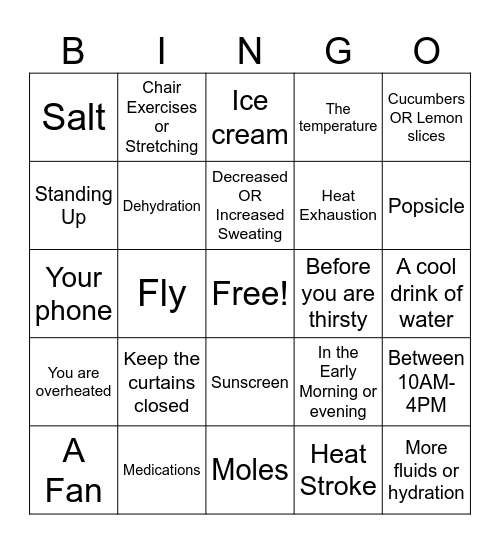 Summer Bingo Card