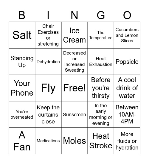 Summer Bingo Card