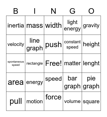 Motion Bingo Card