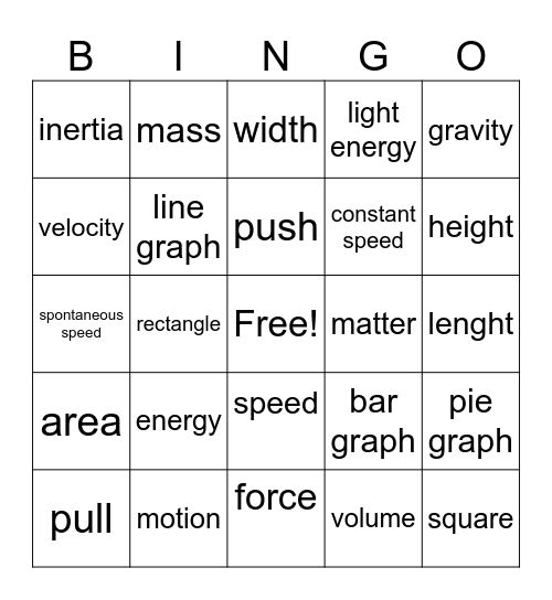 Motion Bingo Card