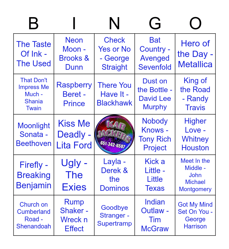 Sarah's Top 40 Bingo Card