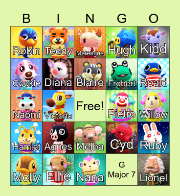 Animal Crossing Bingo Card