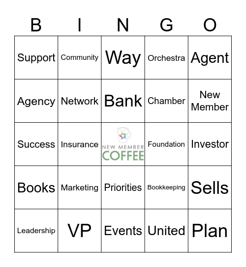 New Member Coffee Bingo Card