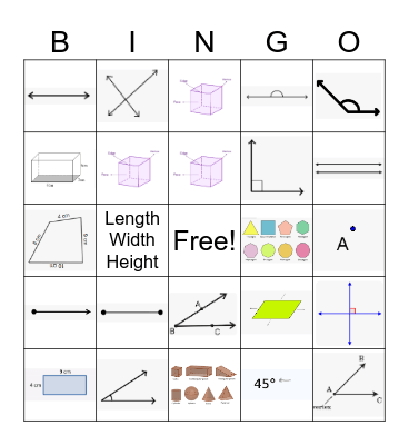 Geometry Vocabulary Bingo Card