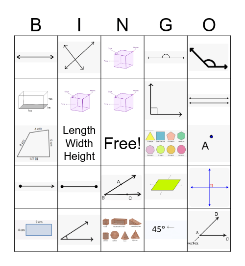 Geometry Vocabulary Bingo Card