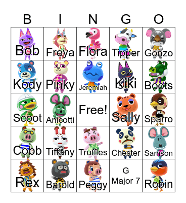 Animal Crossing Bingo Card