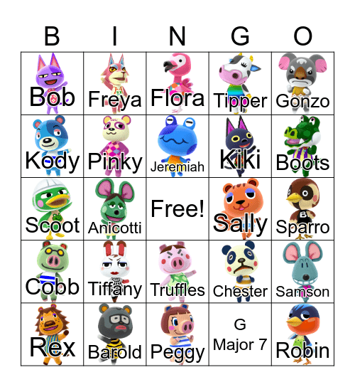 Animal Crossing Bingo Card