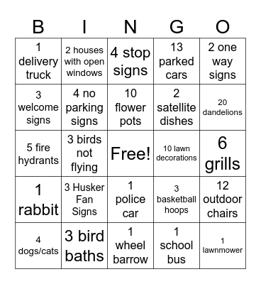Math Nature Bingo Card