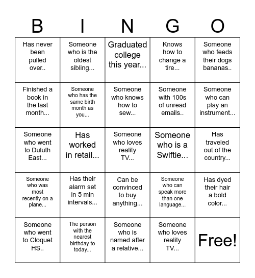 Season Kickoff Bingo Card