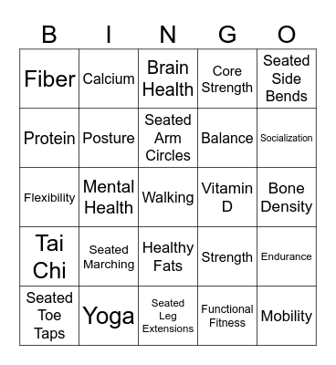 SENIOR HEALTH & FITNESS DAY Bingo Card