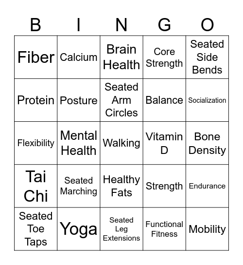 SENIOR HEALTH & FITNESS DAY Bingo Card