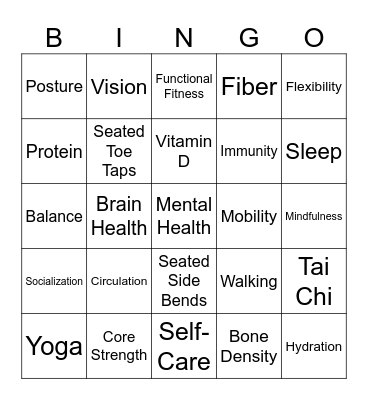 SENIOR HEALTH & FITNESS DAY Bingo Card