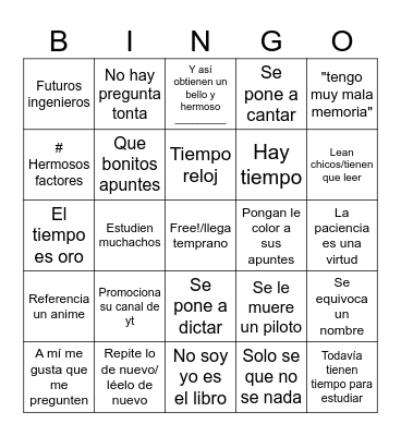 Ricaurte Bingo Card