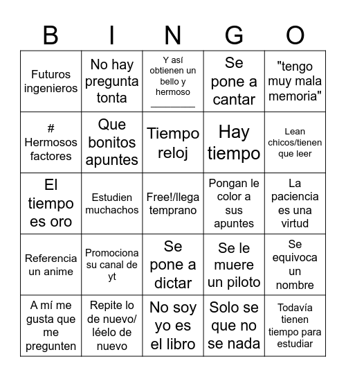 Ricaurte Bingo Card
