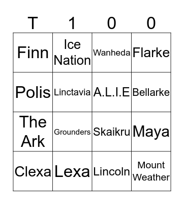 The 100 Bingo  Bingo Card