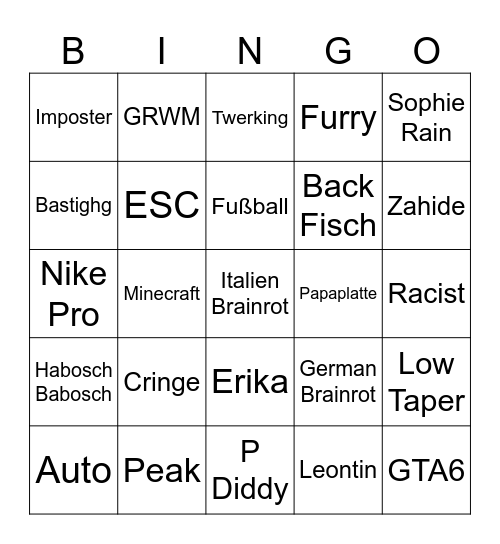 Tiktok Leon Bingo Card