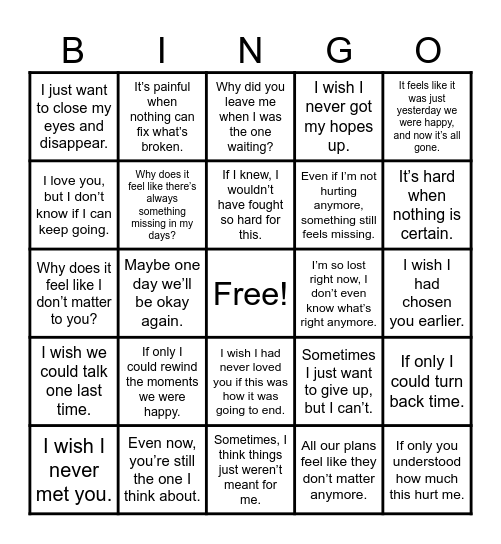CORNY BINGO Card