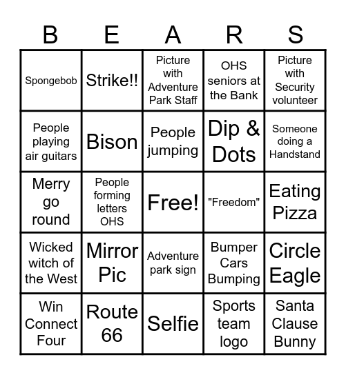 Oakdale Safe and Sane 2025 Bingo Card
