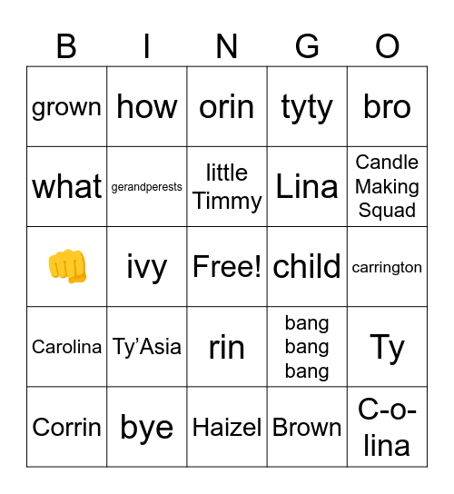 inside jokes and nicknames Bingo Card
