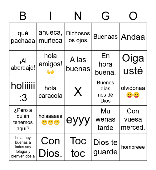 true holacel bingo Card