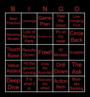 Corporate Jargon Bingo Card