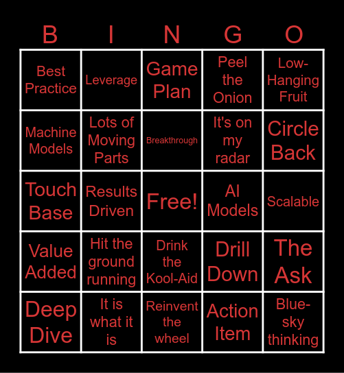 Corporate Jargon Bingo Card