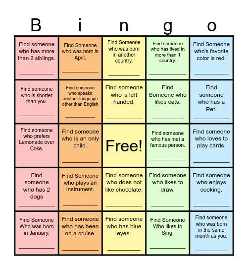 Find Someone Who... Bingo Card