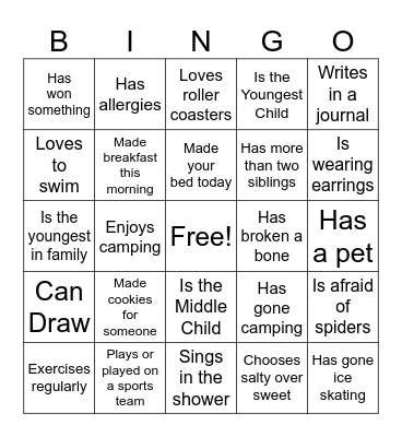 Get to Know You Bingo Card