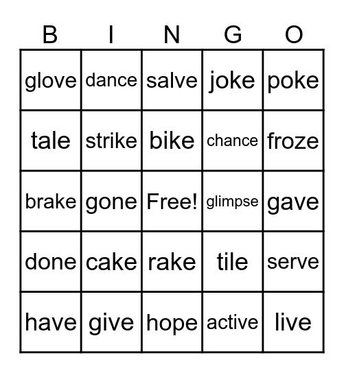 long vowels & rule breakers Bingo Card
