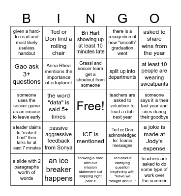 PD Bingo Card