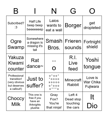 Chringez' Peak Collab on Terra Bingo Card