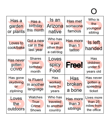 Find someone who.. Bingo Card