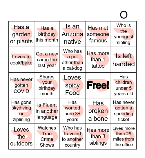 Find someone who.. Bingo Card