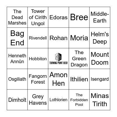 Lord of the Rings: Places Bingo Card