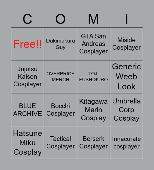 COMIFURO BINGO Card