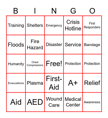 Red Cross Bingo Card