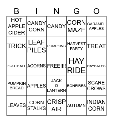 HARVEST PARTY Bingo Card