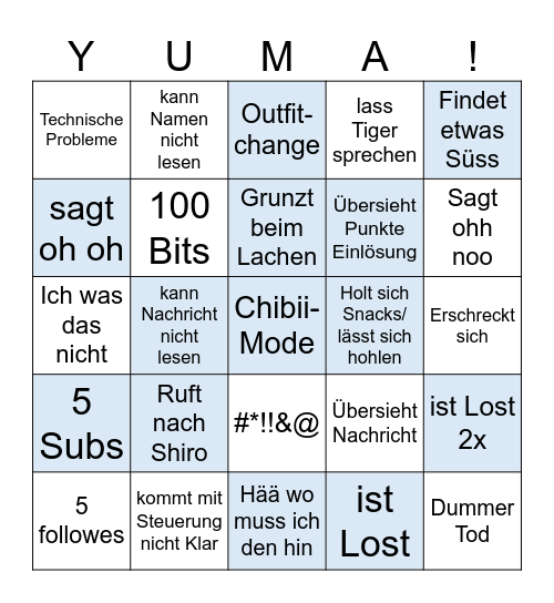 Yuma Luma BINGO Card