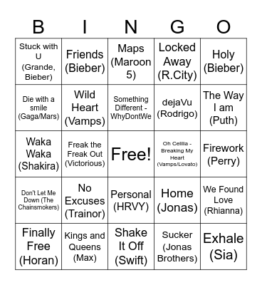 Summer 2025- Music (School) Bingo Card