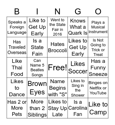 EYC Bingo Card