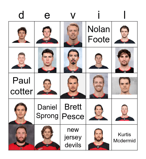 new jersey devils players Bingo Card