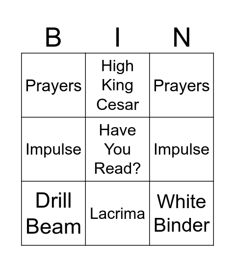 Noc Modern Bingo Card