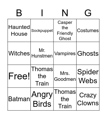 Halloween Bingo Card