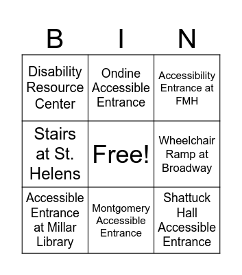 Disability Access Bingo Card
