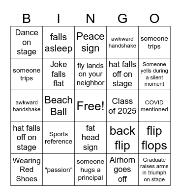 Band Graduation Bingo Card