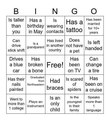 GRADUATION -Find Someone Who... Bingo Card