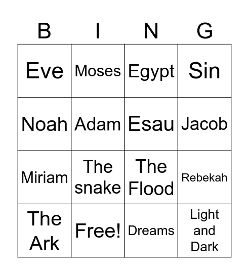 Old Testament Bingo Card