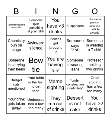 Lee dinner bingo! Bingo Card